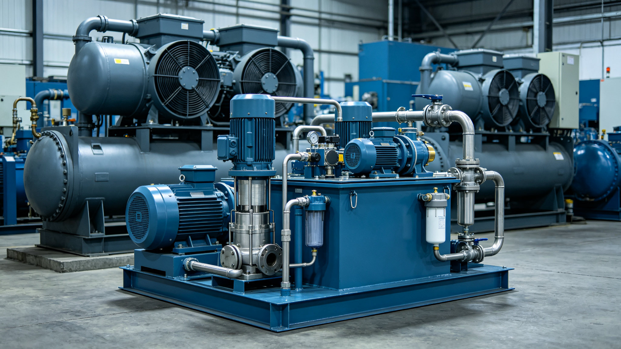Lube oil and hydraulic system with compressor