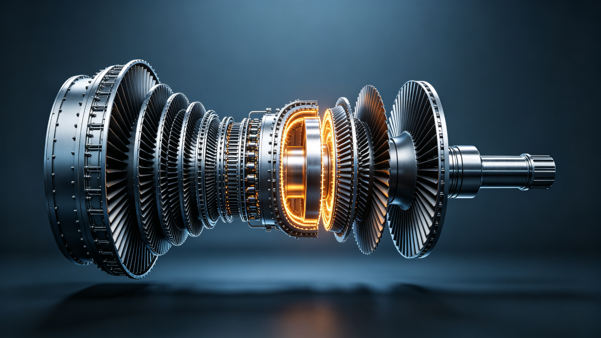 Heavy-duty gas turbine cutaway